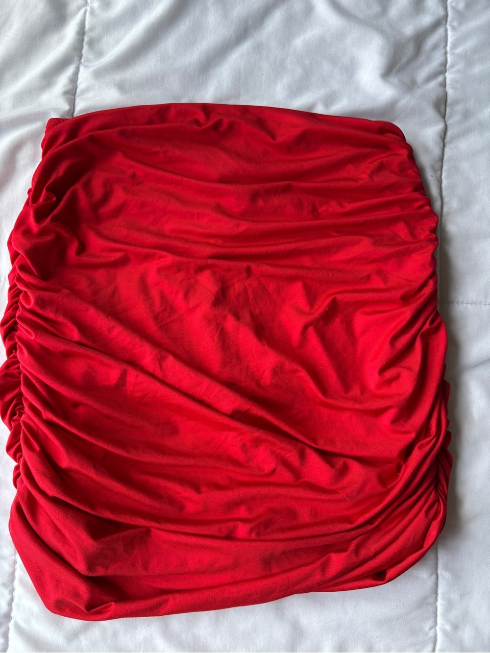 Ruched Red Mini Skirt